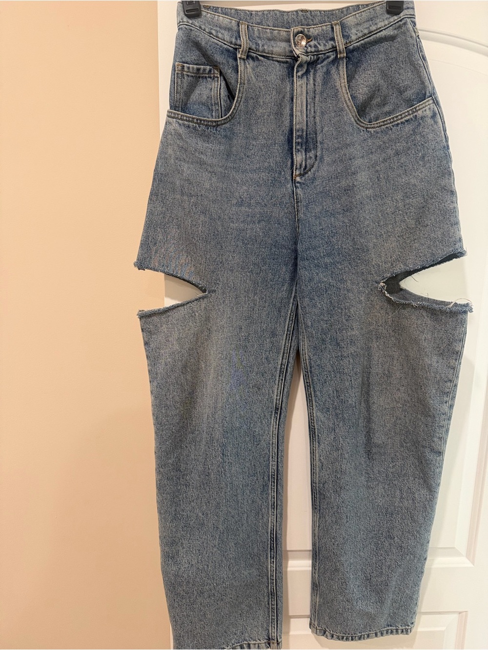Maison Martin Margiela Distressed Light Blue Straight-Leg Jeans - Picture 2 of 7
